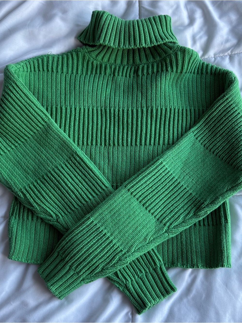 PacSun Green Cropped Turtleneck Sweater